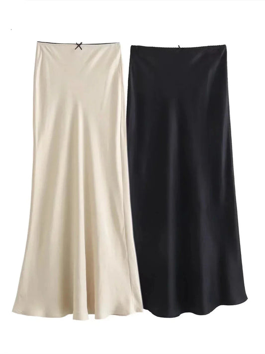 Satin Texture Long Skirt