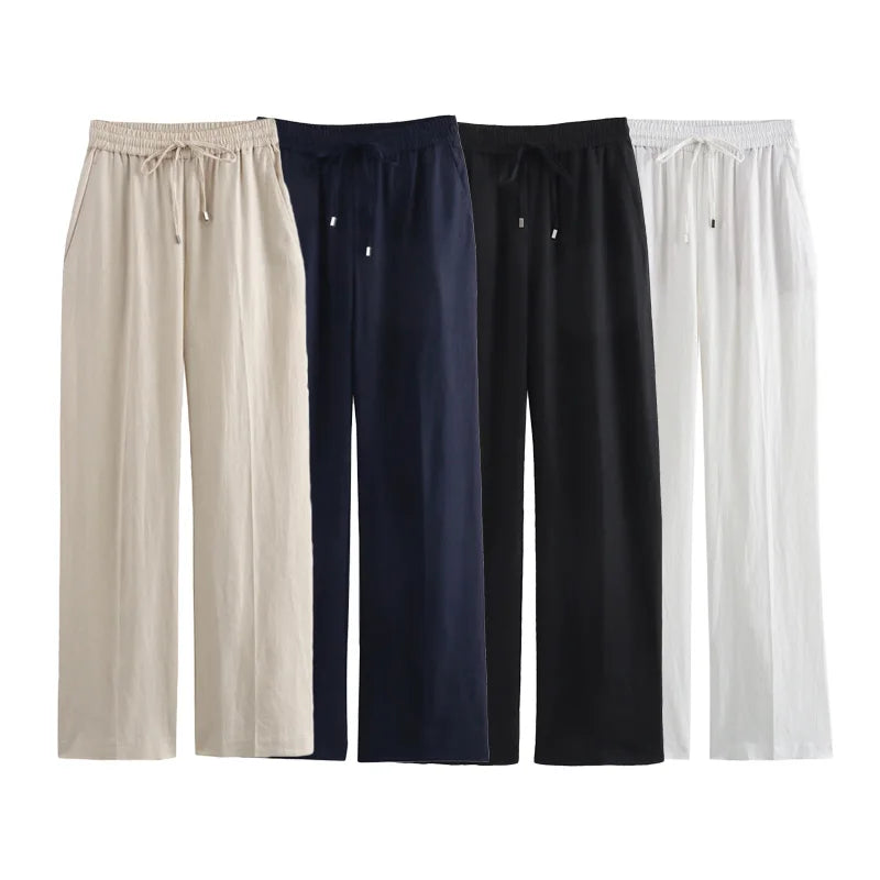 Pleated Lace-Up Pants